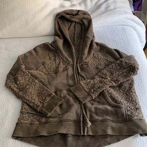 Free People crochet zip up hoodie
